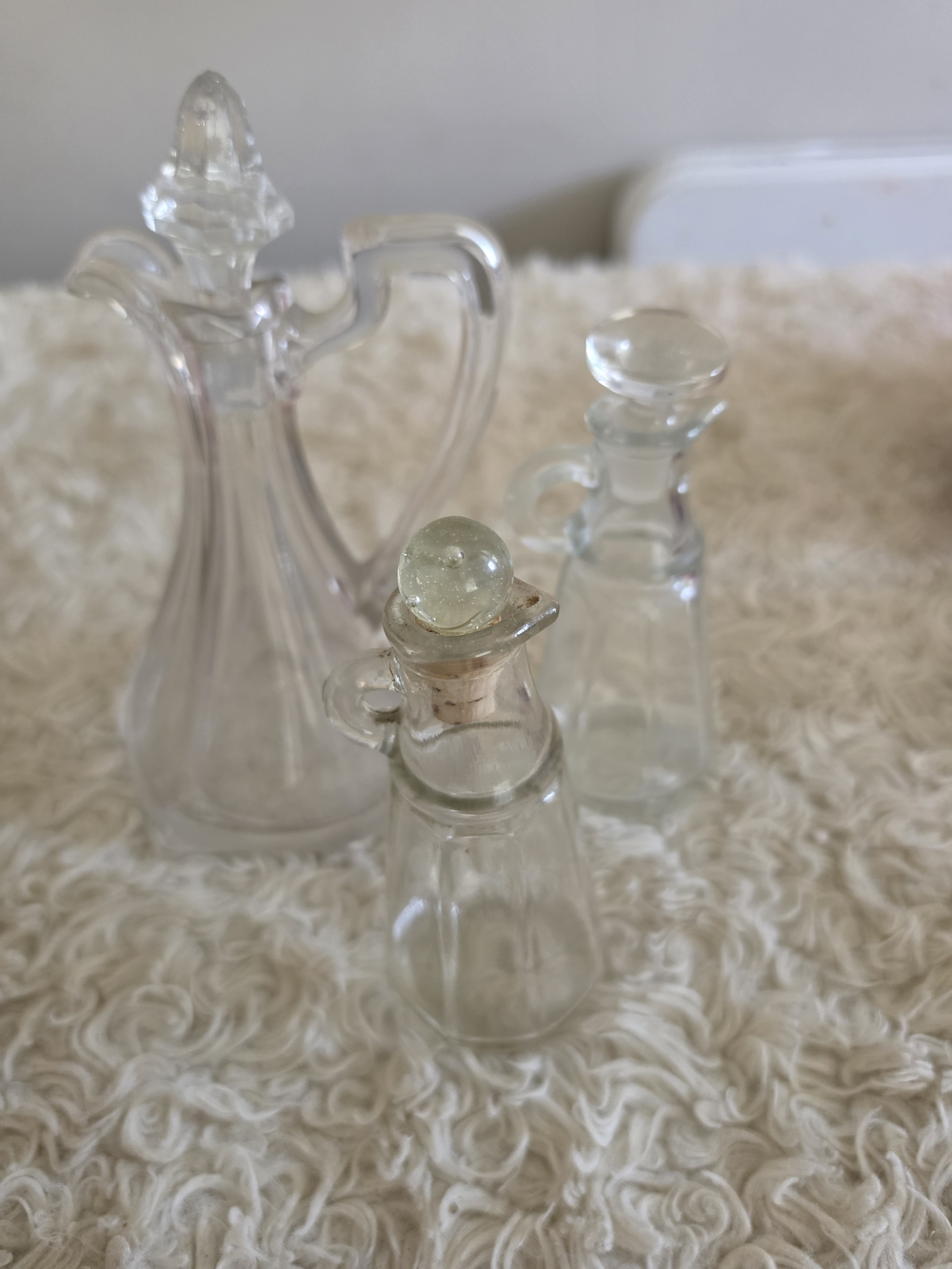 Clear Glass Cruet Bottles Set - Decorative Mini Decanters